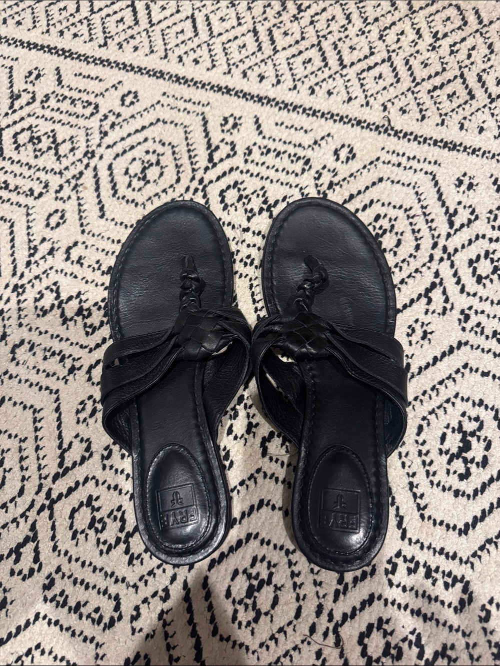 Frye Black Braided Strap Women's Sandals